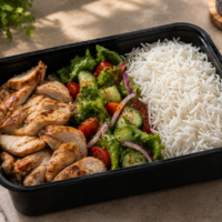 Grilled (150 Grm) Chicken With Veggies and Rice