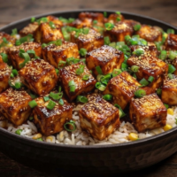 Honey BBQ Paneer with Garlic Coriander Rice
