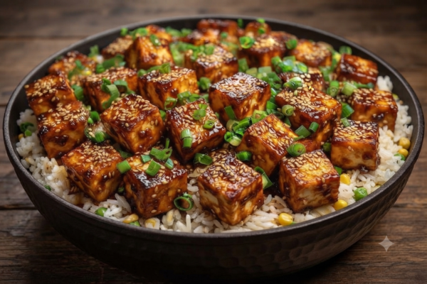 Honey BBQ Paneer with Garlic Coriander Rice